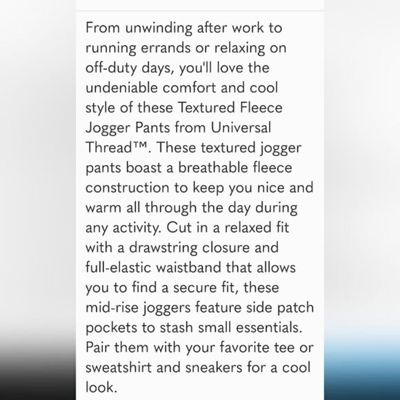 NWT Universal Thread terry textured high waist jogger paper bag style - Picture 4 of 6